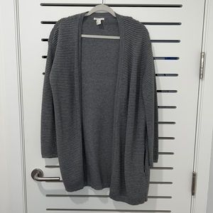 H&M | Grey Ribbed Mid-Length Cardigan Size Small